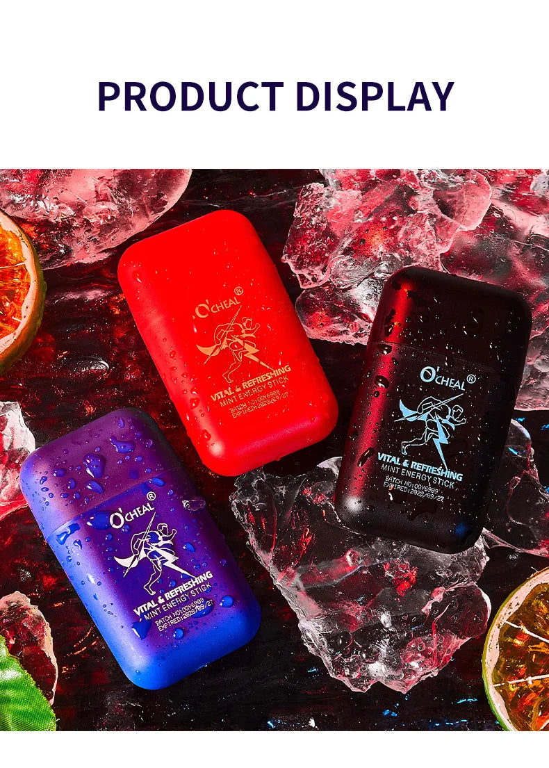 O'cheal Energy Stick Double Hole Energizing Energy Bar Fresh Mint Scent Refreshing Fatigue Relief Inhaler Energy Vapors Stick
