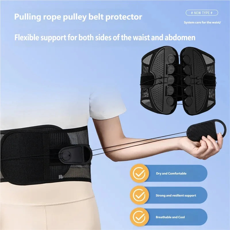Lumbar Back Support Brace Breathable Mesh Waist Support Belt with Lumbar Panel Compression Strap for Daily Posture Support