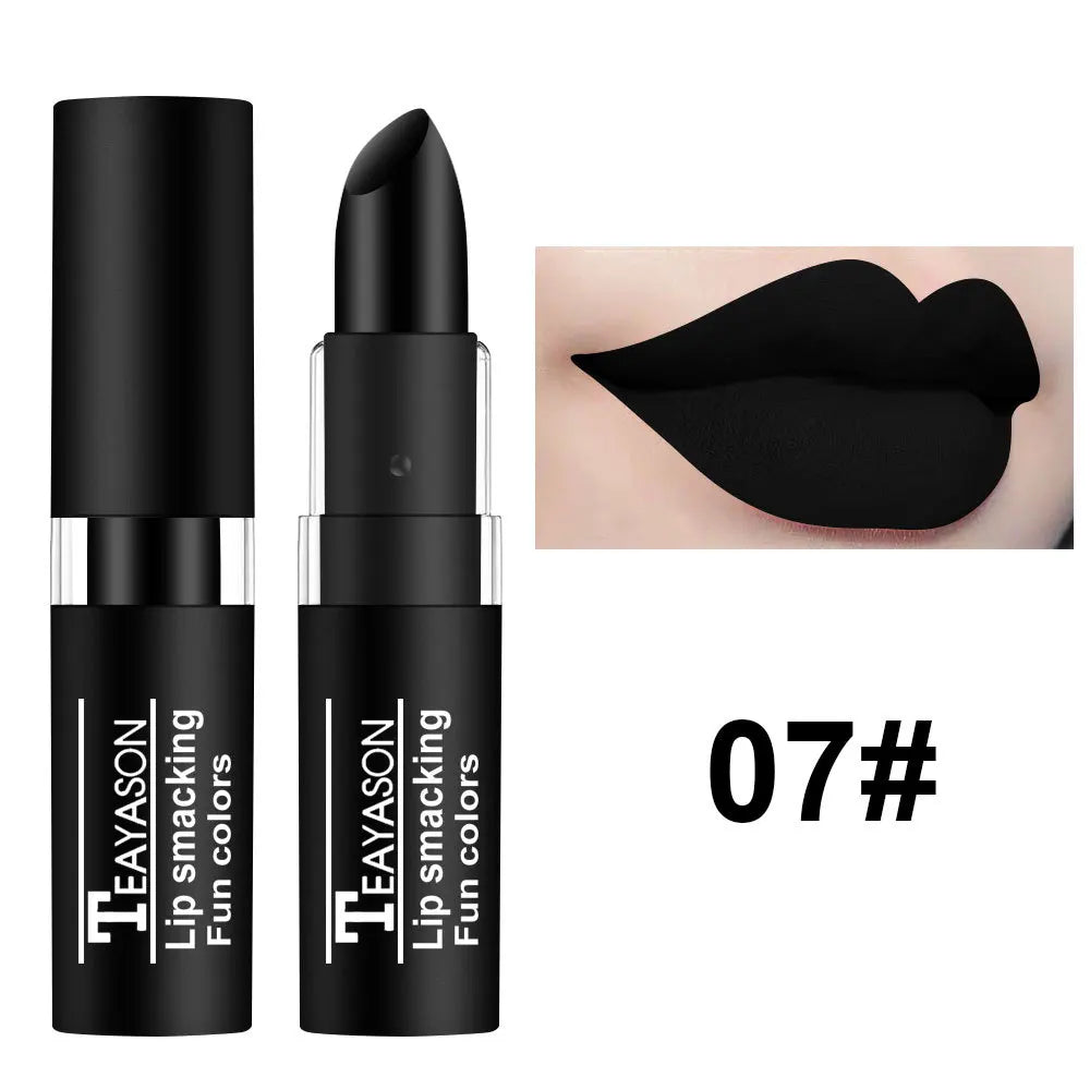 TEAYASON Matte Lipsticks 12 Colors Waterproof Long Lasting Lip Stain Non-stick Cup Sexy Red Black Lipstick Pigment Lip Cosmetics