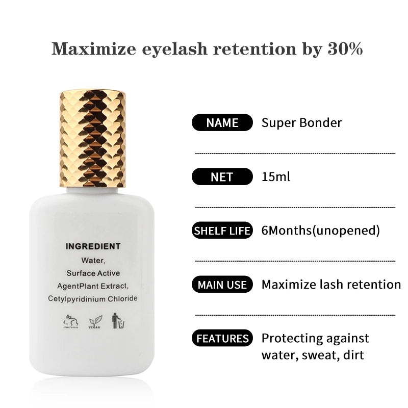 15ml Super Bonder Fixing Agent for Eyelashes Extensions Primer for Lash Glue Help Lash Bonder Adhesive Hardener Professional
