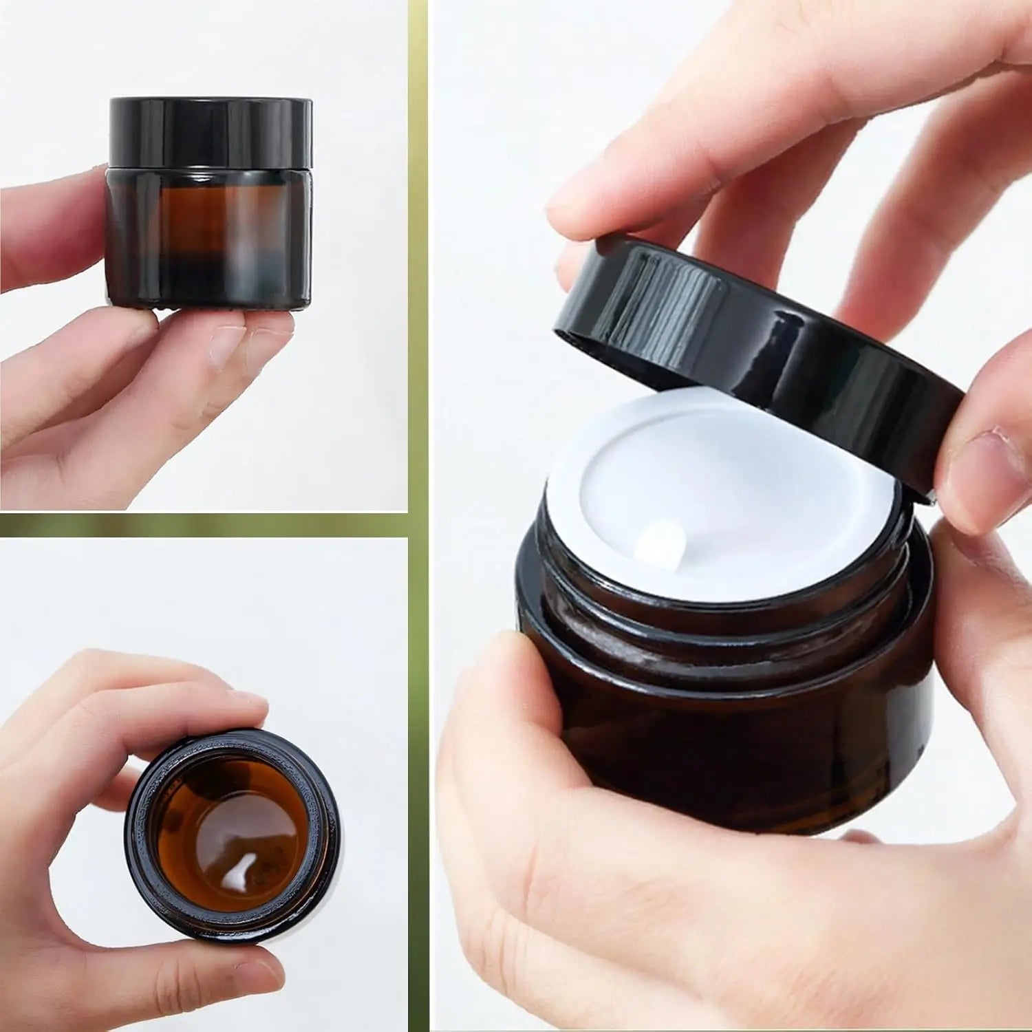 10pcs 5g-50g Amber Brown Glass Cosmetic Jar Face Cream Bottles Portable Travel Face Cream Cosmetic Container Accessories