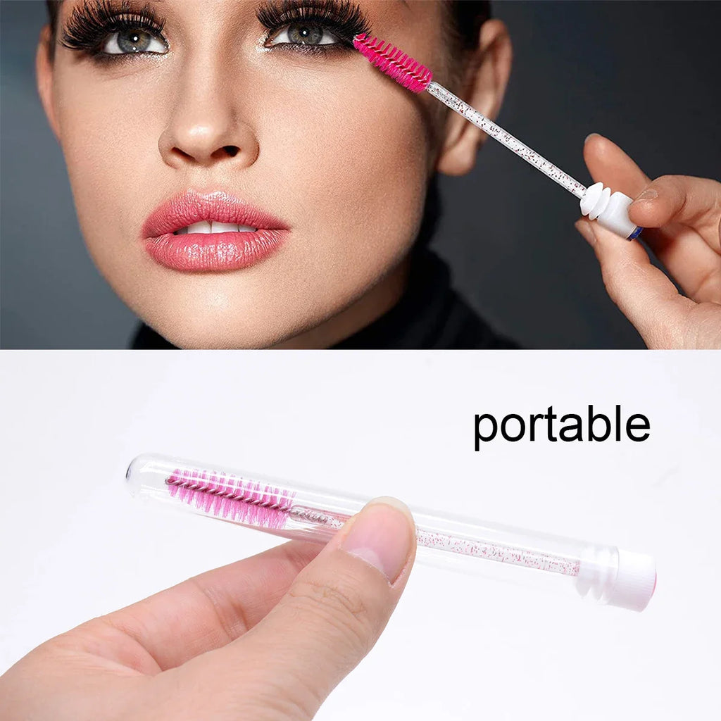 20Pcs Eyelash Brush With 20Pcs Containers Dust-proof Tube Reusable Eye Lash Mascara Wands Replaceable Makeup Applicators Tools