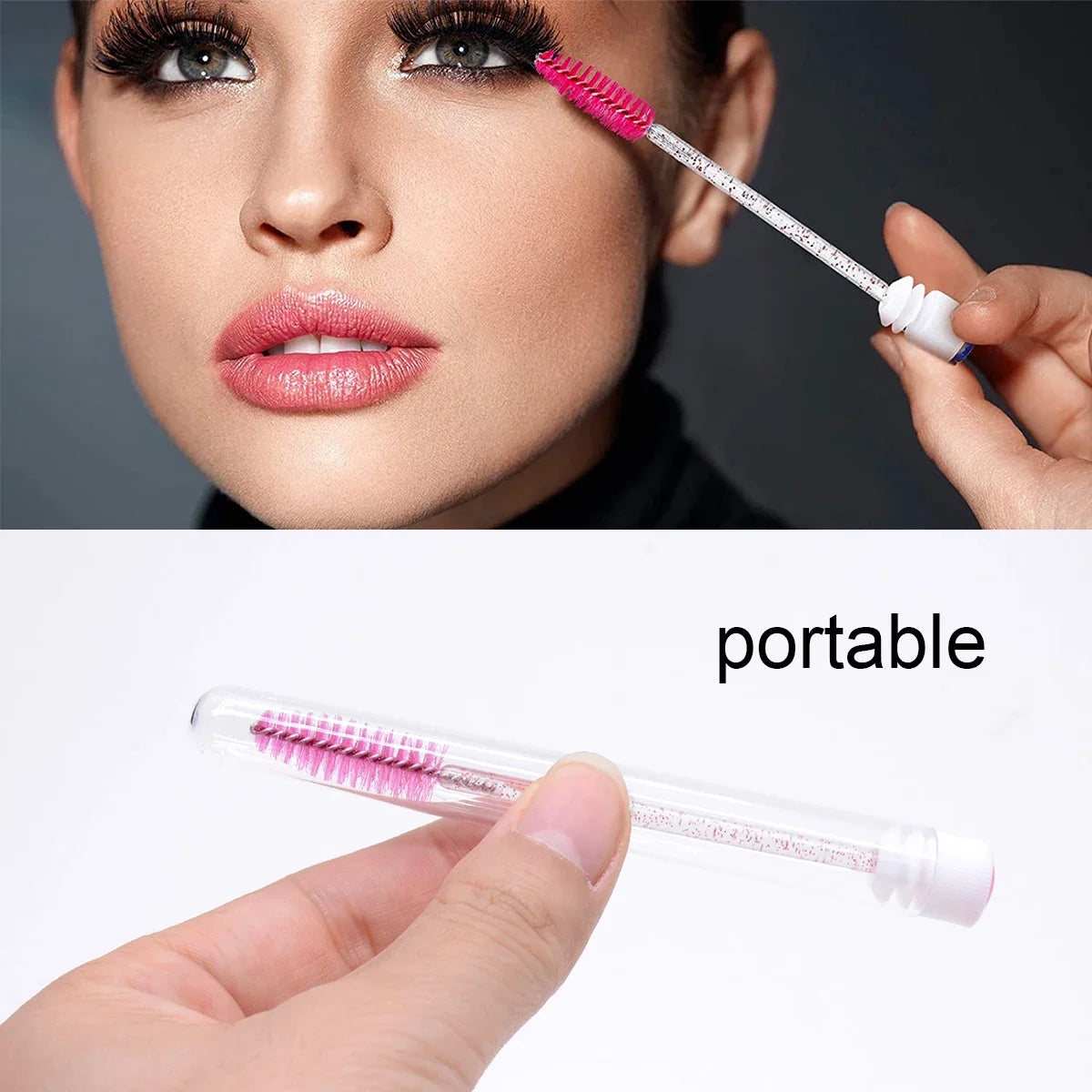 20Pcs Eyelash Brush With 20Pcs Containers Dust-proof Tube Reusable Eye Lash Mascara Wands Replaceable Makeup Applicators Tools