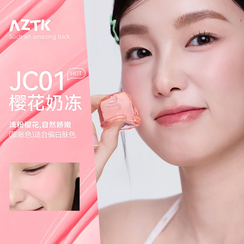 AZTK JC04 Water To Powder Liquid Blush Soft Matte Natural Flush Brightening Cheek Tint Lightweight Blendable Waterproof Makeup