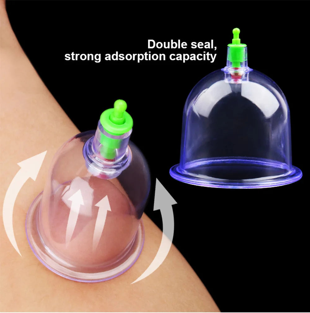 6 Suction Cups for Back-Vacuum Cupping Massage Kit w/ Pump Gun Body Massage Anti-Cellulite