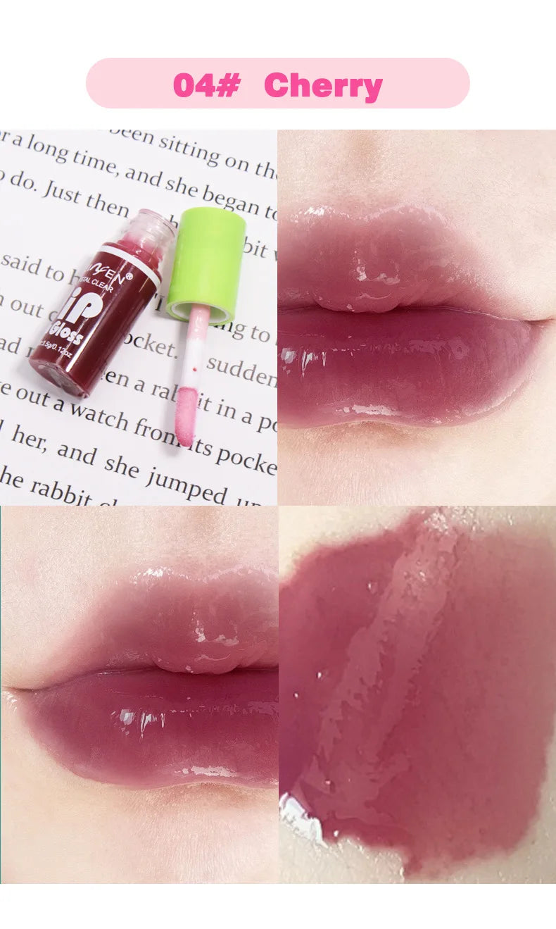 6 Pieces Glass Mirror Lip Gloss Set Hydrating Lightweight Lip Balm Glossy Shimmer Sheer Tint Peach Cherry Pink