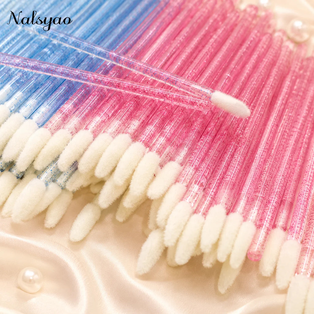 50Pcs Crystal Eyelashes Brushes Individual Lash Removing Cleaning Mascara Applicator Lip Brushes Makeup Eyelash Extension Tools