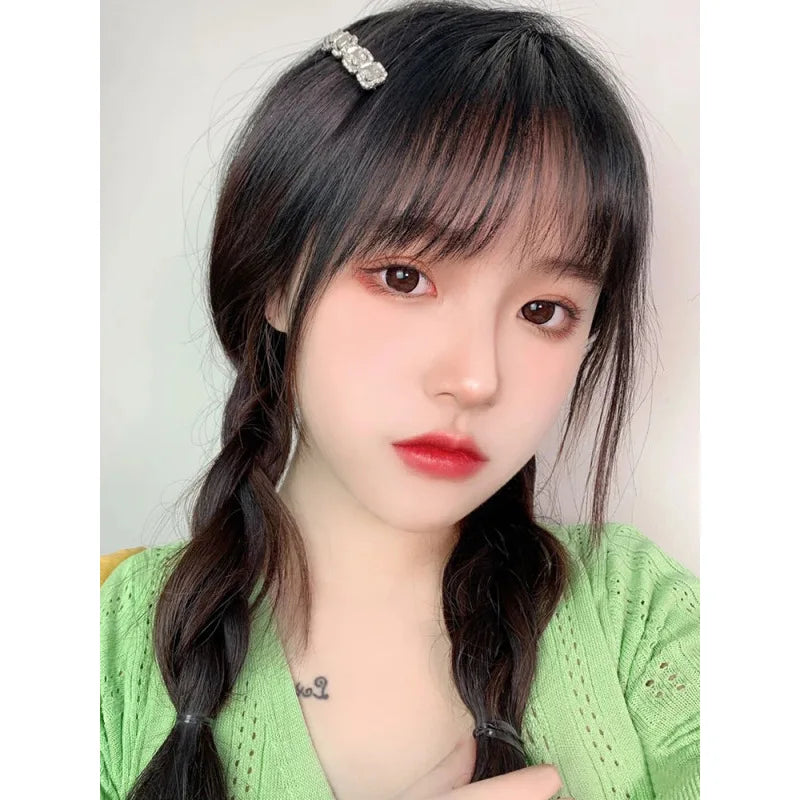 Synthetic Air Bangs Hair Clip-In Extension Heat Resistant Invisible Hairpiece Women Natural Black Bangs Hair Clip Hair Extension