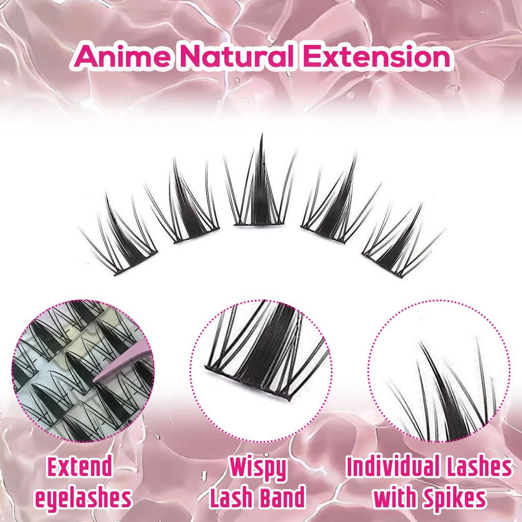 140 Cluster Korean-Style False Lash Extension Kit – Perfect for Cosplay Makeup & Natural Long Wispy Cat Eyes!