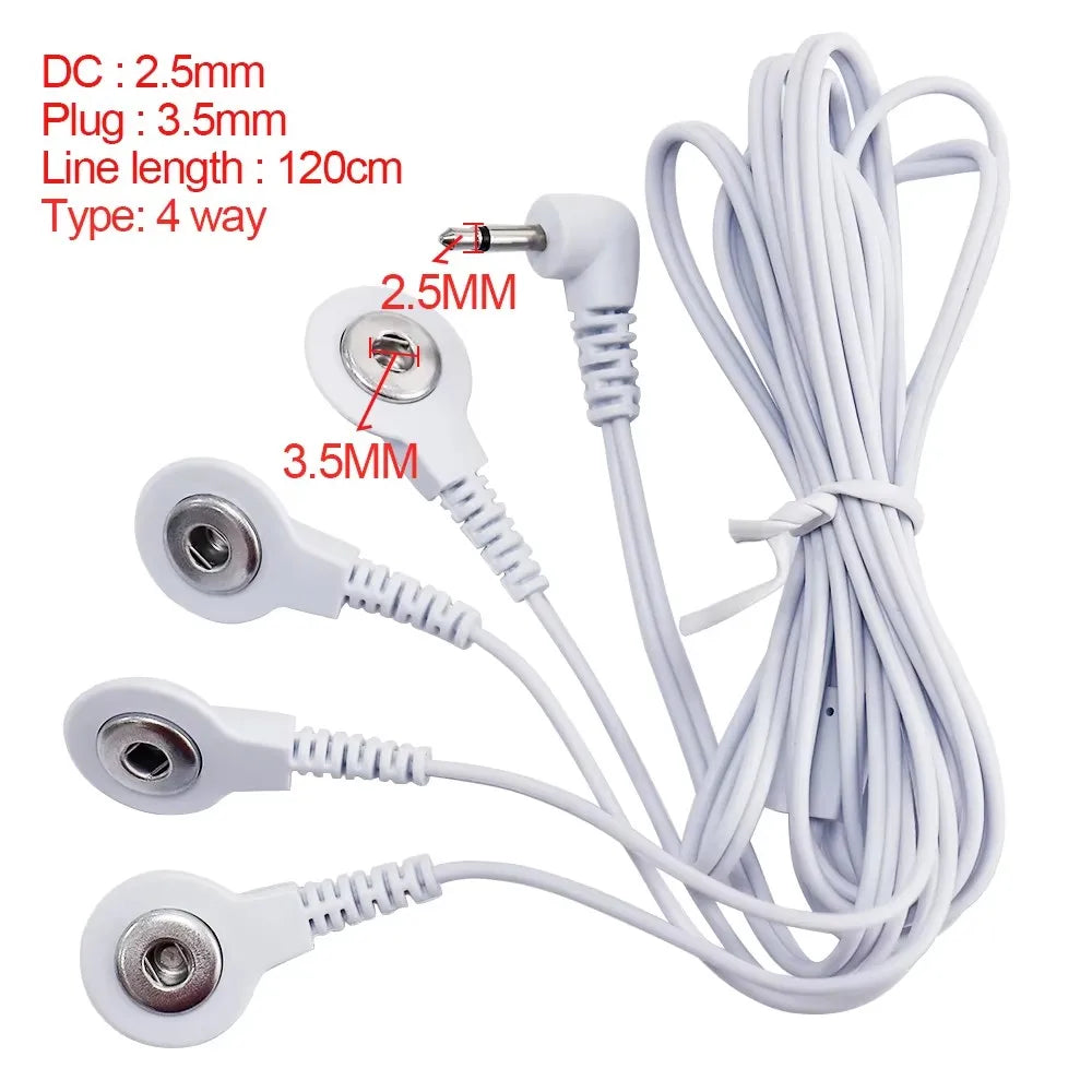 2.5mm Pin Connectors 2/4-Way Lead Wires for Electronic Muscle Stimulator Electrode Pads Connection TENS Unit Massage Lead Wires