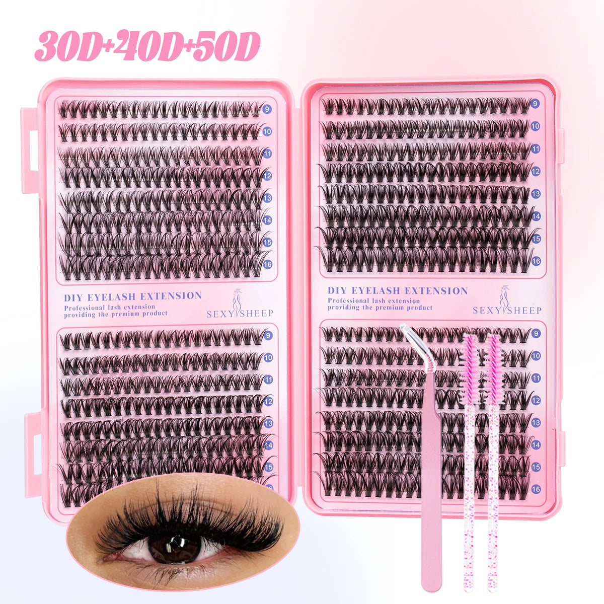 DIY Cluster Lashes Kit Individual Lashes 3D Faux Mink Lashes Wispy Eyelash Extension Soft Lashes Reuseable Makeup