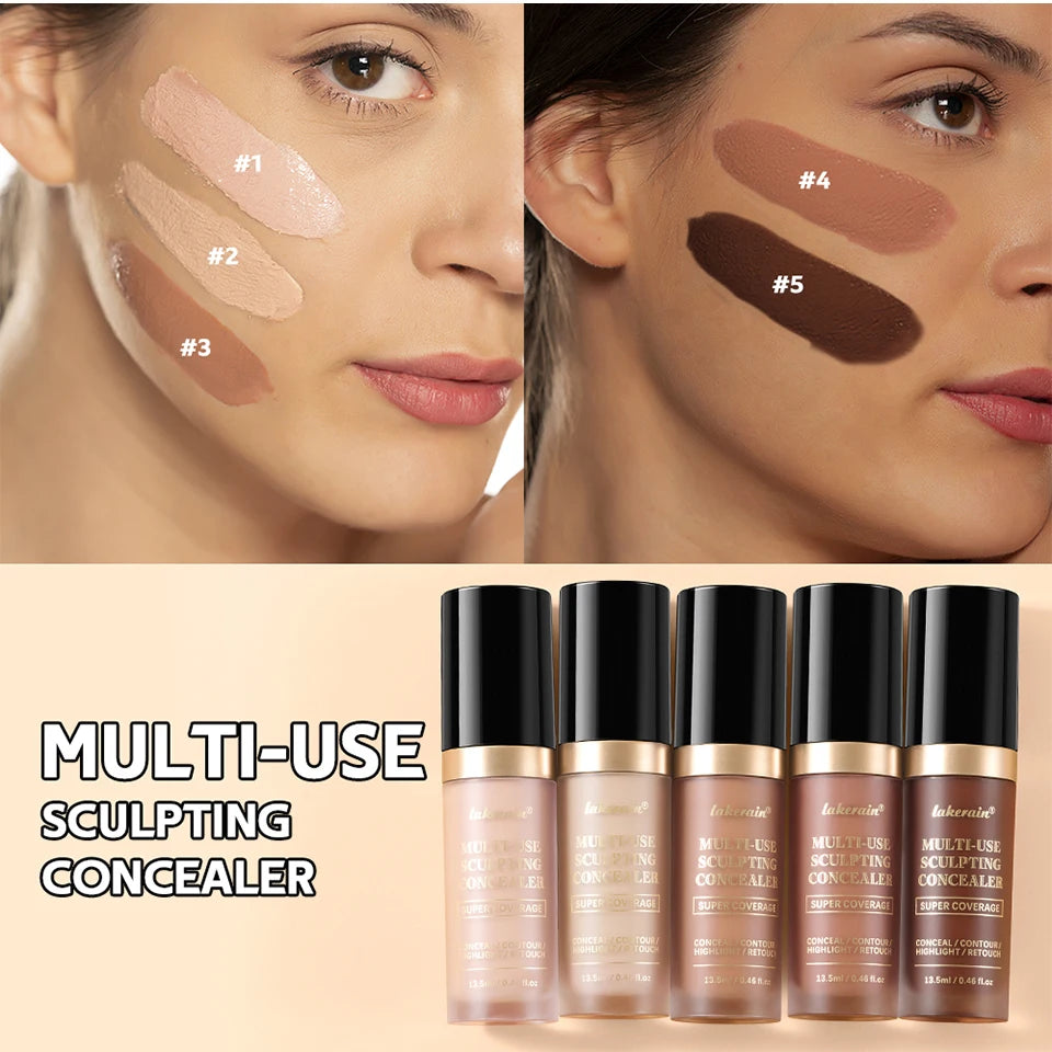 Long-lasting Coverage Concealer Matte Foundation Multi-Use Cream Oil Free Highlight and Retouch Face Makeup Products for Women