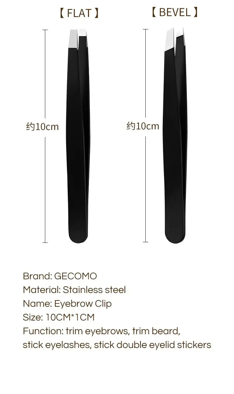 CNK  Wholesale  Stainless Steel Black Eyebrow Tweezer with Slant and Flat Point Beauty Tools for Eyebrows & Ingrown Hair Removal