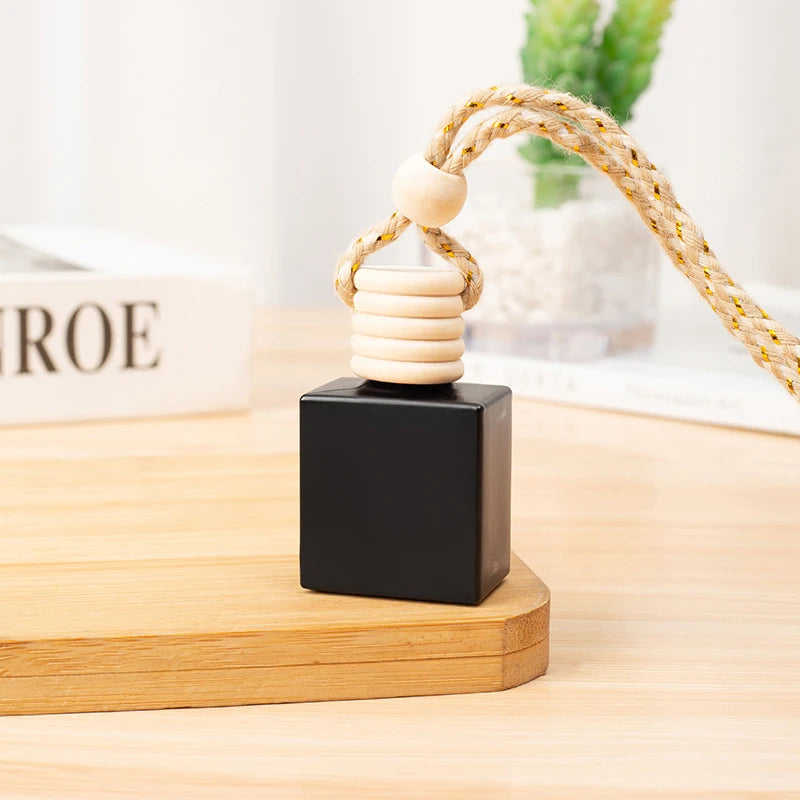 1PC Dyed Square Cap Black Cap Empty Bottle Car Essential Oil Diffuser Fragrance Air Freshener Scent Perfume Bottle Ornament