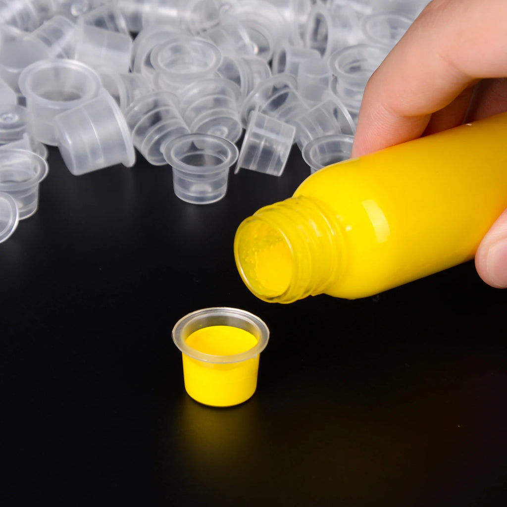 100PCS Clear Tattoo Ink Cups Plastic Pigment Cups for Permanent Makeup Disposable Tattoo Accessories