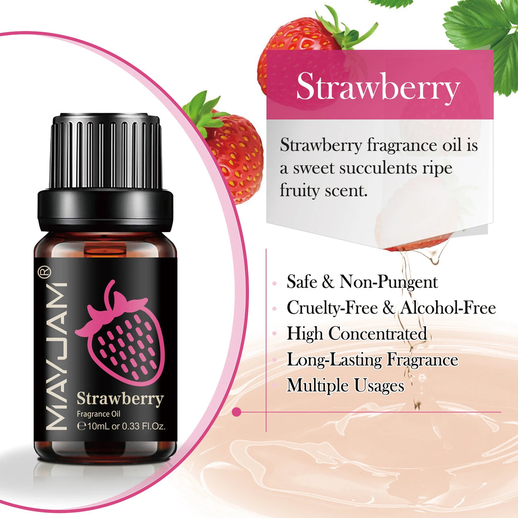 MAYJAM 10ML Fruit Fragrance Oil Lime Apple Mango Passion Fruit Strawberry Watermelon Cherry Coconut Lemon Sweet Orange 1pcs Oil
