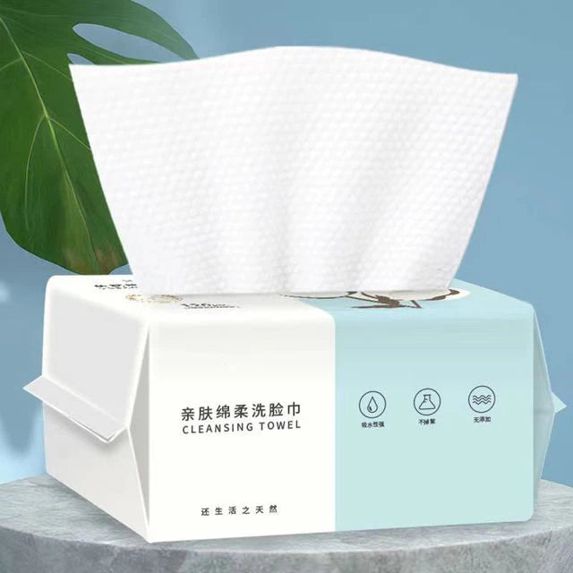 100 Count Disposable Face Towel Cotton Tissue Soft Thick Dry Wipe Reusable Makeup Remover Pads Facial Cleansing Tissue