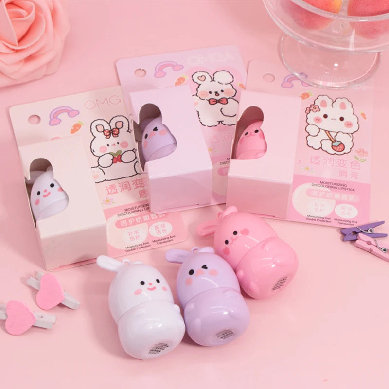 Goody Bunny Color-Changing Lip Balm Moisturizing Repairing Waterproof Lipstick Anti-Dry Cracking Temperature Change Color Lipstick