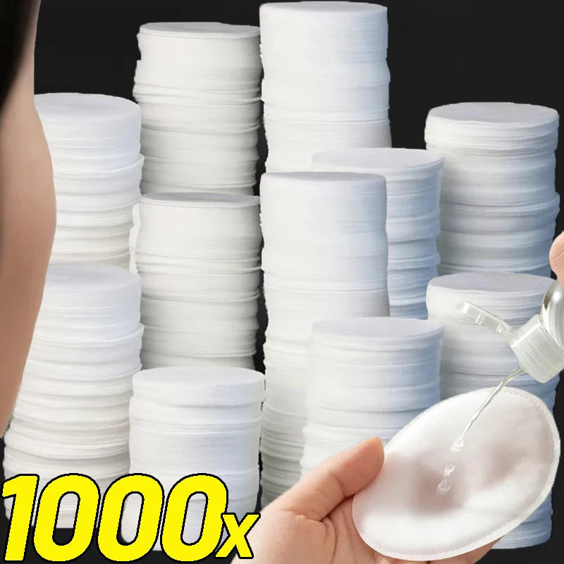 Disposable Soft and Breathable Circular Makeup Remover Pads Doubles Sided Cotton Pads Non-Irritating for Daily Facial Cleaning