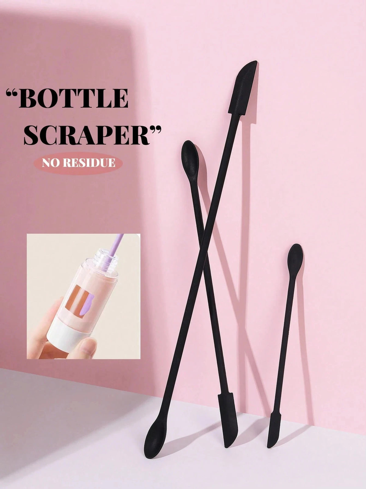 1/3Pcs Silicone Empty Bottle Scraper With Black Scraper, Foundation Scraper, Tiny Lotion Jar Scraper to Get Last of Makup