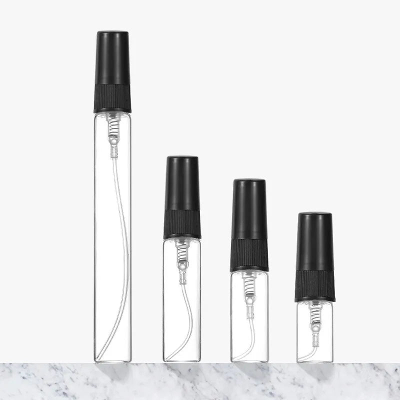 50/100PCS 2ML 3ML 5ML 10ML Black Portable Glass Perfume Bottle Empty Refillable Bottle Cosmetics Bottle Sample Thin Glass Vials