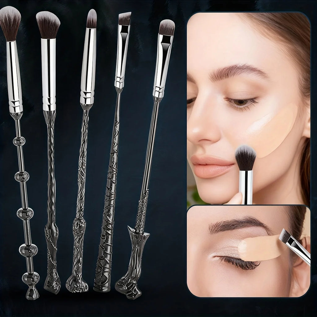 1 set of 5-piece makeup brush set, women's makeup brush set 5PCS, best gift, eye shadow eyeliner pen mixed lip bronze metal make