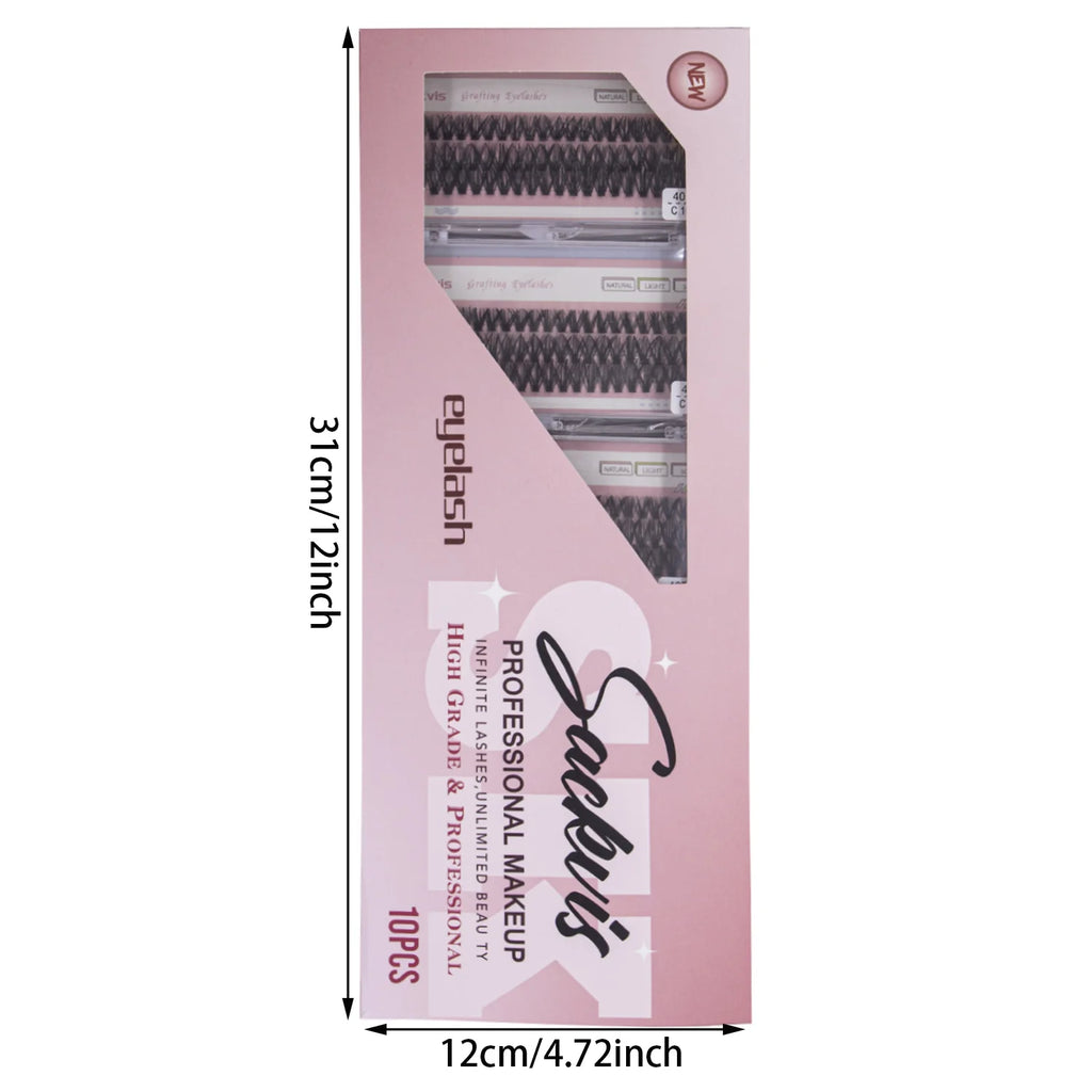10 boxes of 20D/40D DIY eyelash sets suitable for beginners, with mixed lengths of 10/12/14mm eyelash clusters soft and durable,