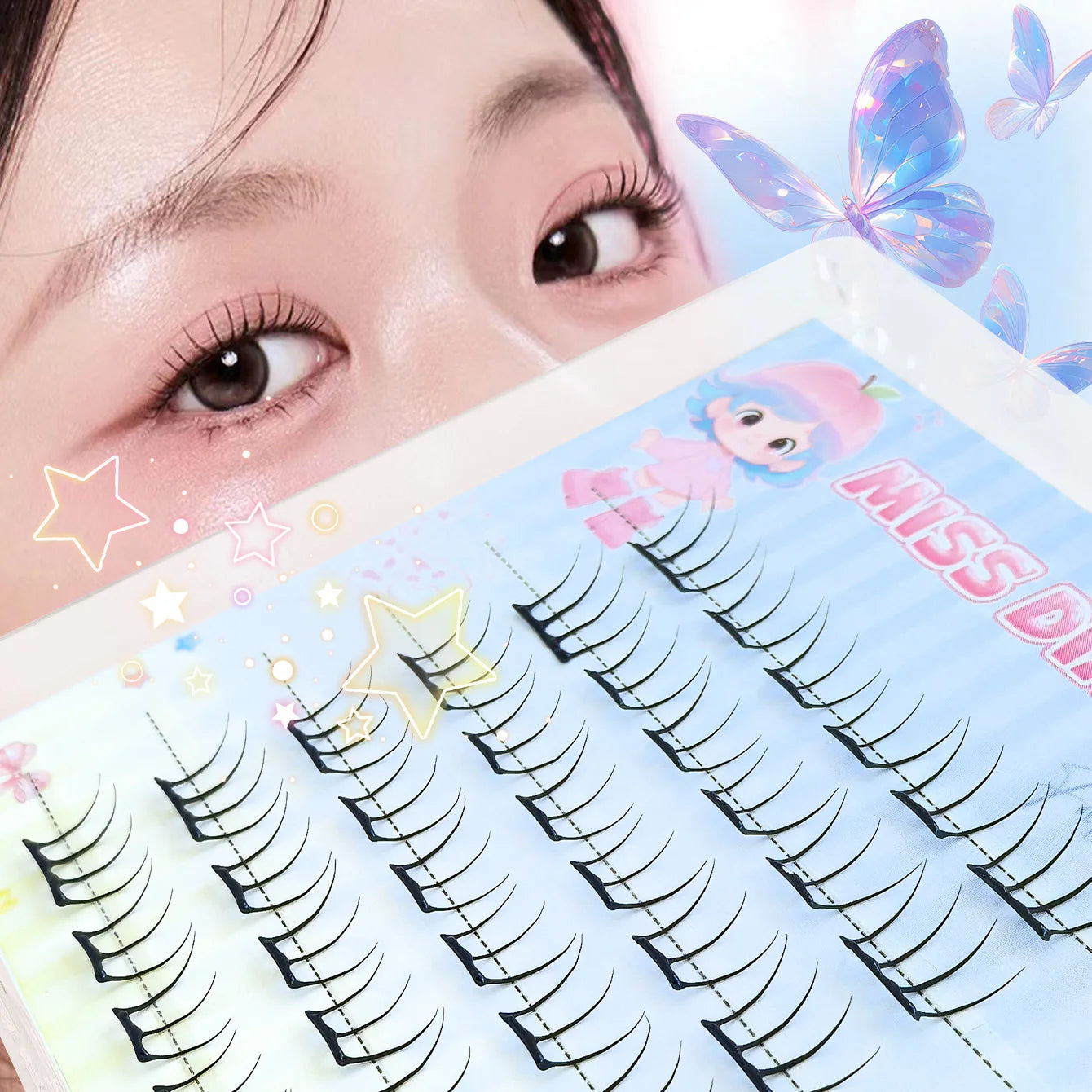 Glue-free Lashes Cluster Ultra-thin Sheet Series False Eyelashes Zero Touch Feeling· Liquid Bond Eyelashes Segmented Lashes