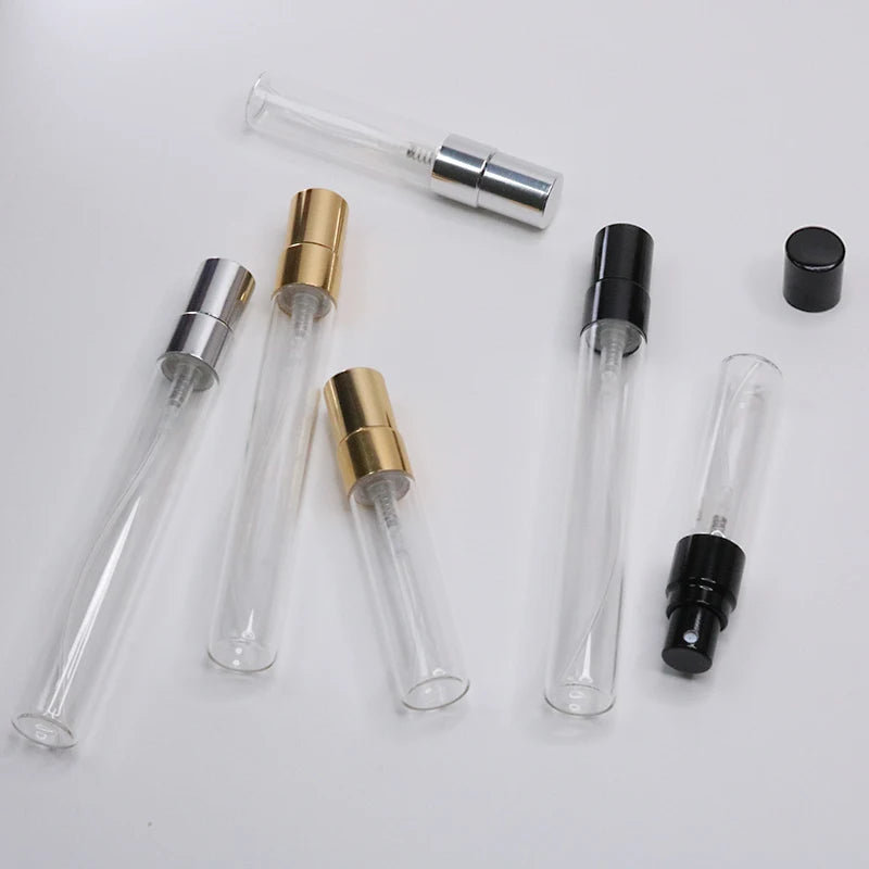 5ml 10ml 10pcs clear glass perfume bottle refillable Portable dispenser spray bottle Metal atomizer perfume bottle