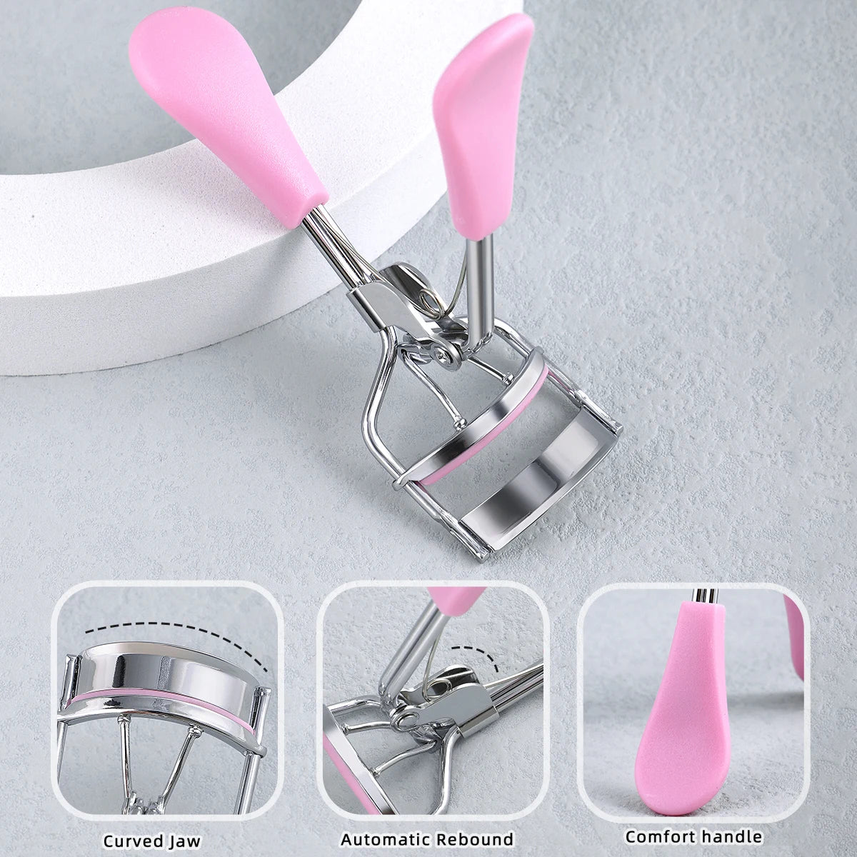 Portable Eyelash Curler with 15 Silicone Pads and Stainless Steel Eyelash Curler, Used for Eyelash Extensions and Curling Tools