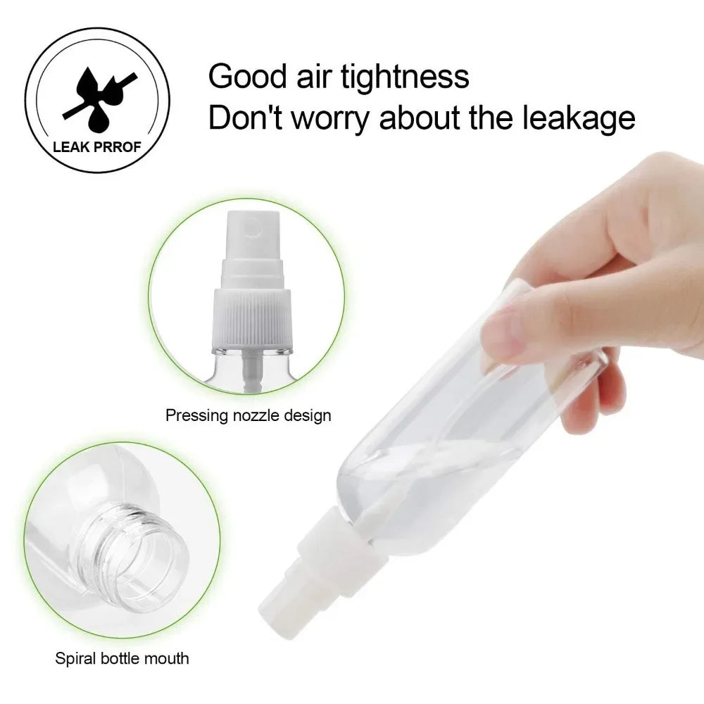 20PCS 10/20/30/50/60/100ML Refillable Clear Plastic Empty Mini Spray Container for Travel Cleaning Makeup Bottles Wholesale