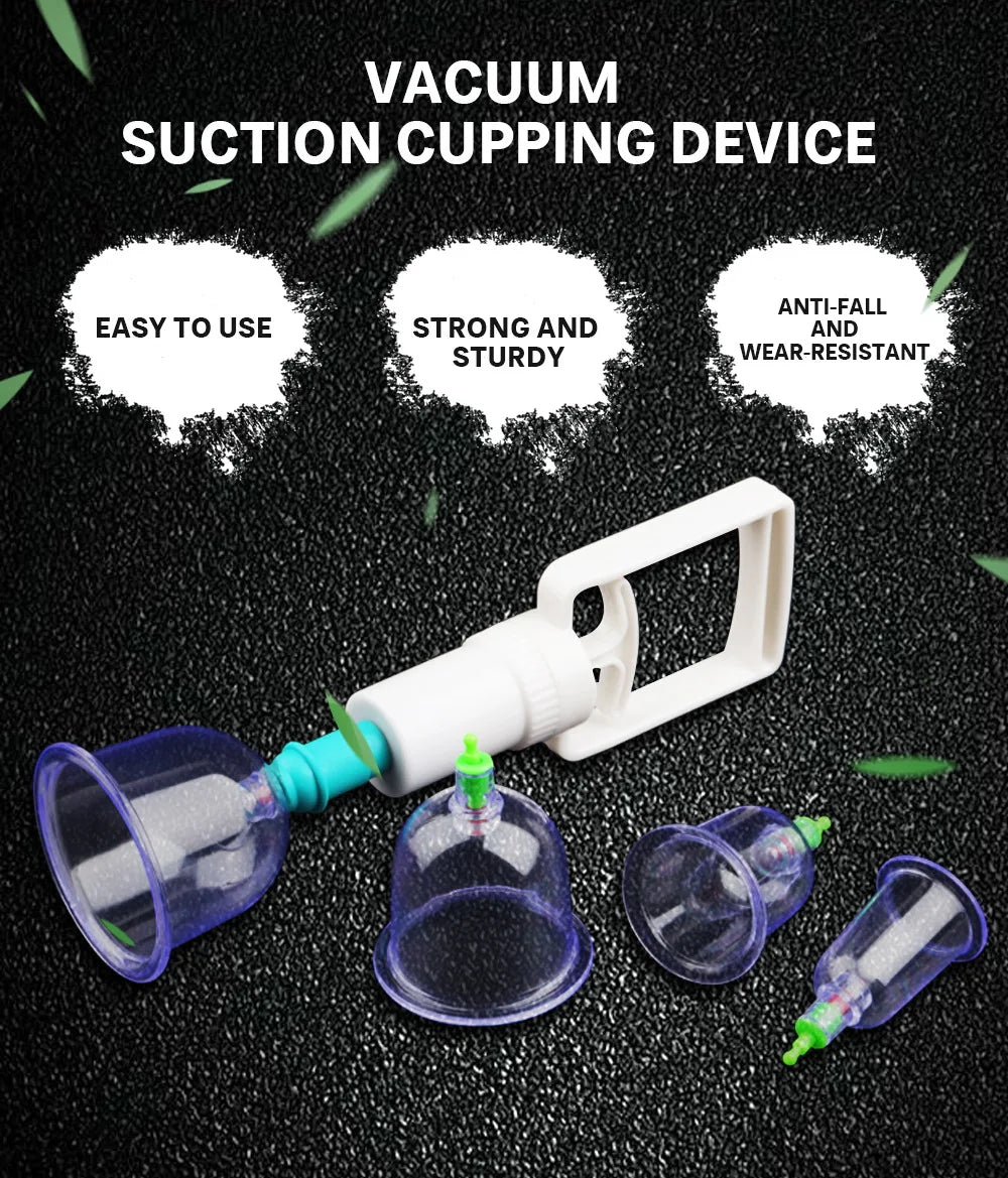 6 Suction Cups for Back-Vacuum Cupping Massage Kit w/ Pump Gun Body Massage Anti-Cellulite