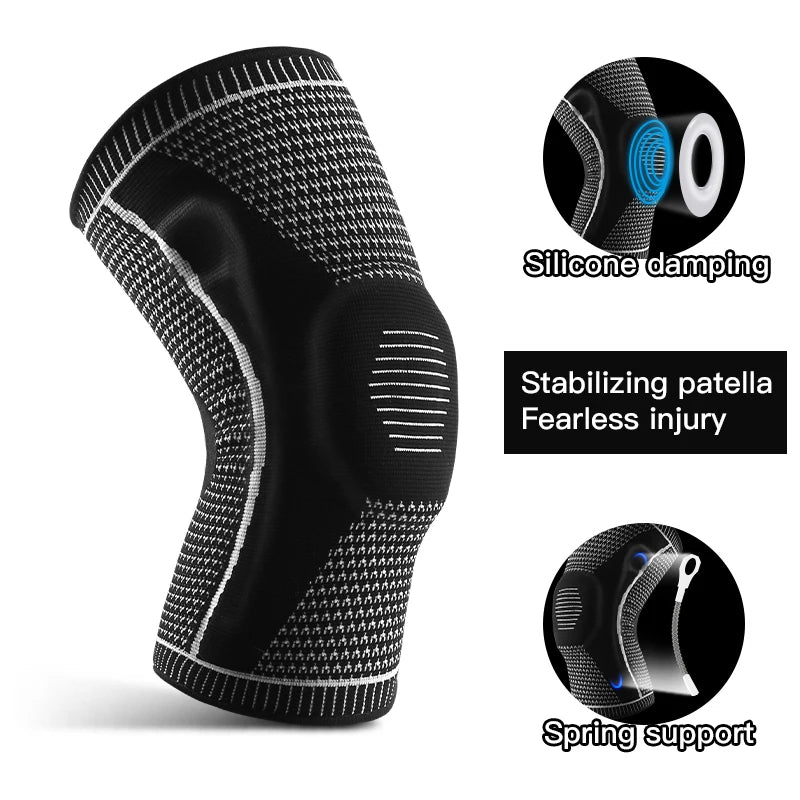 1 PC Knee Pads Strap Patella Medial Support Meniscus Silicone Compression Protection Sport Knee Braces Basketball Running Prot
