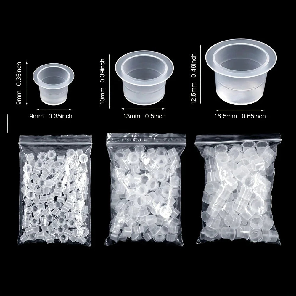 100PCS Clear Tattoo Ink Cups Plastic Pigment Cups for Permanent Makeup Disposable Tattoo Accessories