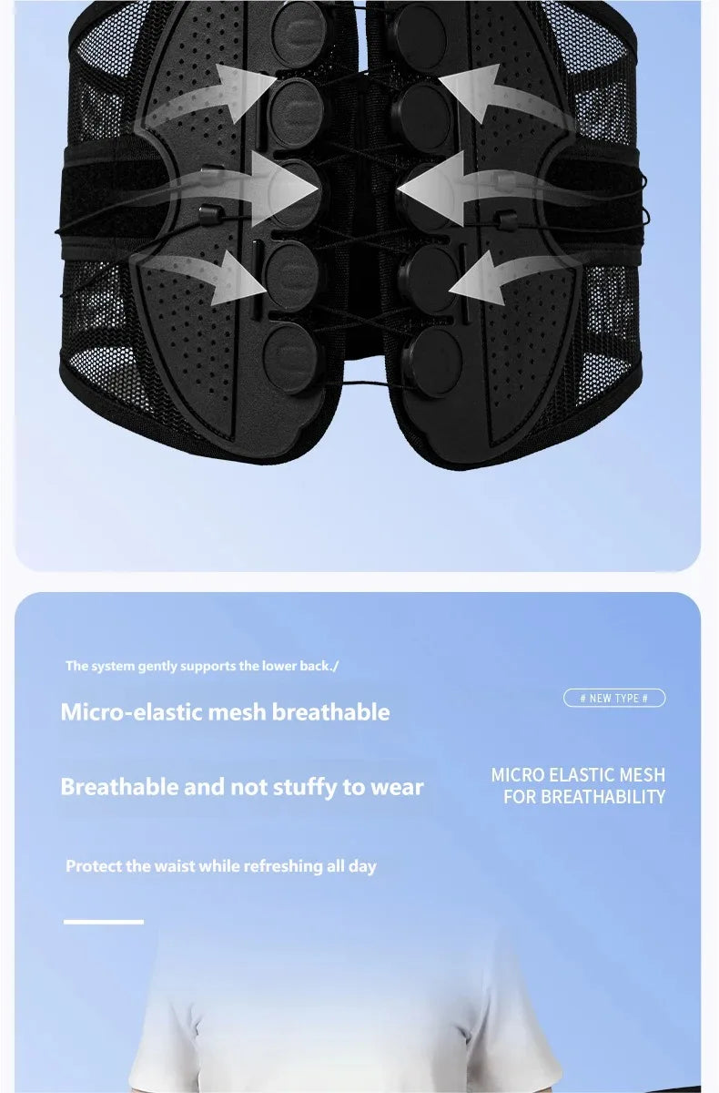 Lumbar Back Support Brace Breathable Mesh Waist Support Belt with Lumbar Panel Compression Strap for Daily Posture Support