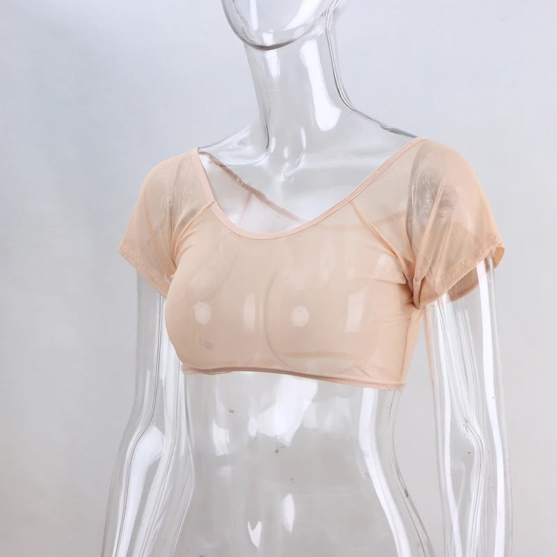 Underarm Sweat Pad Vest Absorbent Deodorant Pad Women T-shirt Shape Sweat Pads Reusable Washable Transparent Mesh Ultrathin