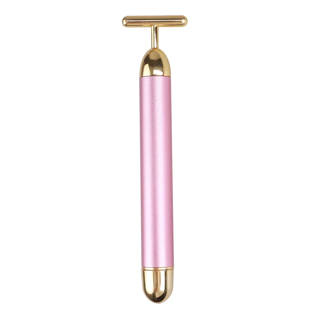 24K Electric Face-Lifting Rose Gold Stick T-Shaped Tacial Massager Skin Tightening Electric Beauty Instrument