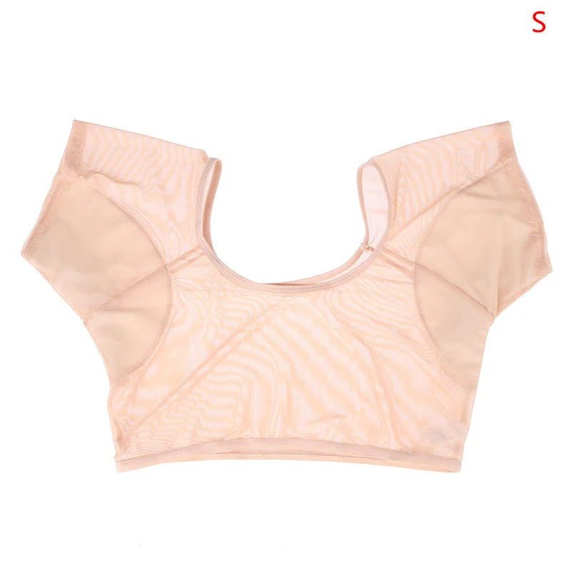 Underarm Sweat Pad Vest Absorbent Deodorant Pad Women T-shirt Shape Sweat Pads Reusable Washable Transparent Mesh Ultrathin