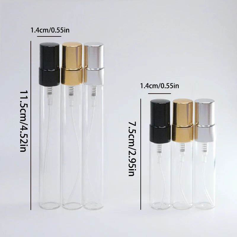 5ml 10ml 10pcs clear glass perfume bottle refillable Portable dispenser spray bottle Metal atomizer perfume bottle