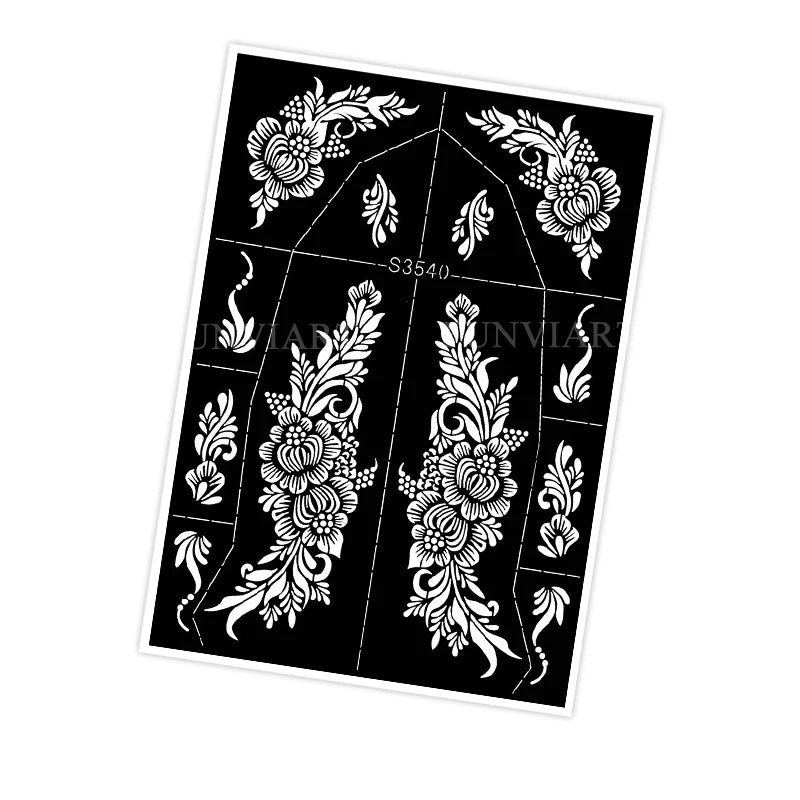 Reusable Stencil for Henna Flower Mehndi Design Tattoo Template for Women Henna Tattoo Stencil for Hand Foot Body Painting