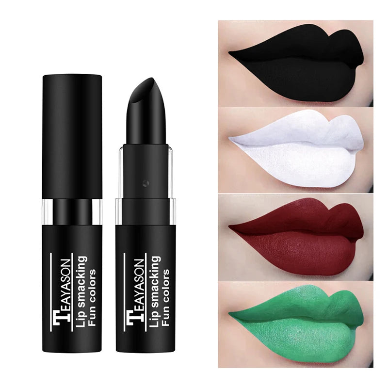 TEAYASON Matte Lipsticks 12 Colors Waterproof Long Lasting Lip Stain Non-stick Cup Sexy Red Black Lipstick Pigment Lip Cosmetics