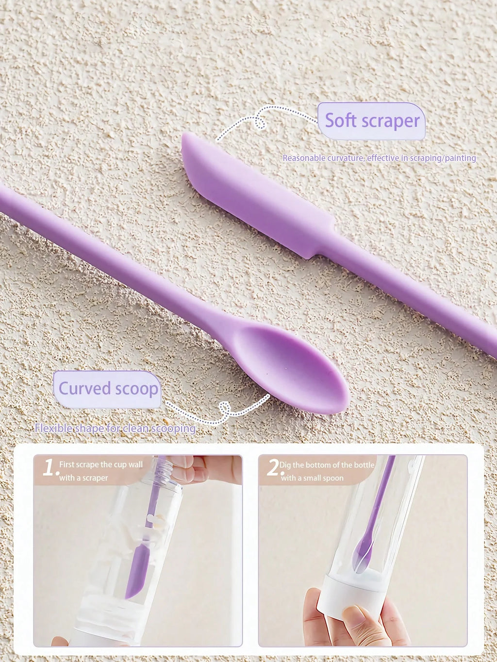 1/3Pcs Silicone Empty Bottle Scraper With Black Scraper, Foundation Scraper, Tiny Lotion Jar Scraper to Get Last of Makup