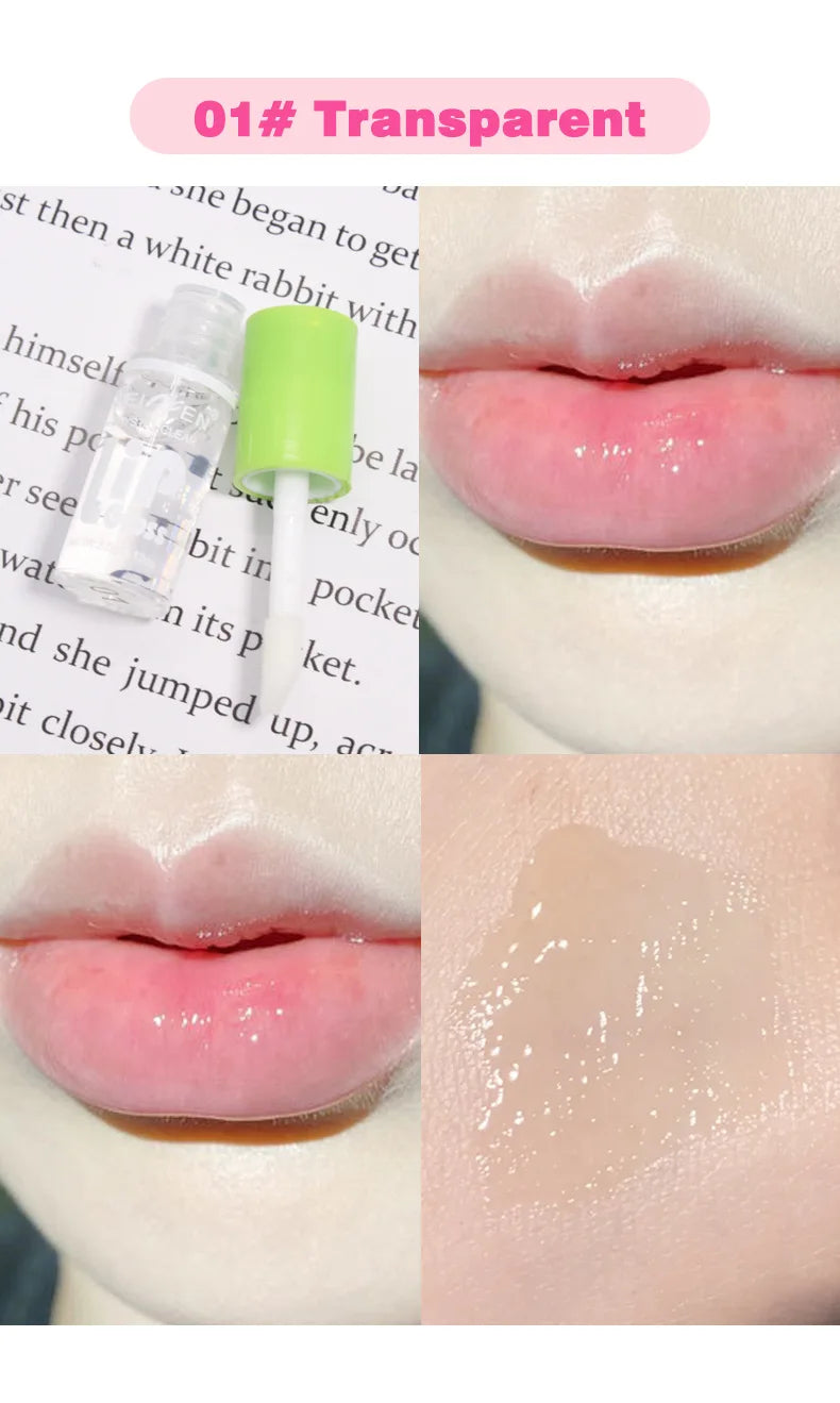 6 Pieces Glass Mirror Lip Gloss Set Hydrating Lightweight Lip Balm Glossy Shimmer Sheer Tint Peach Cherry Pink