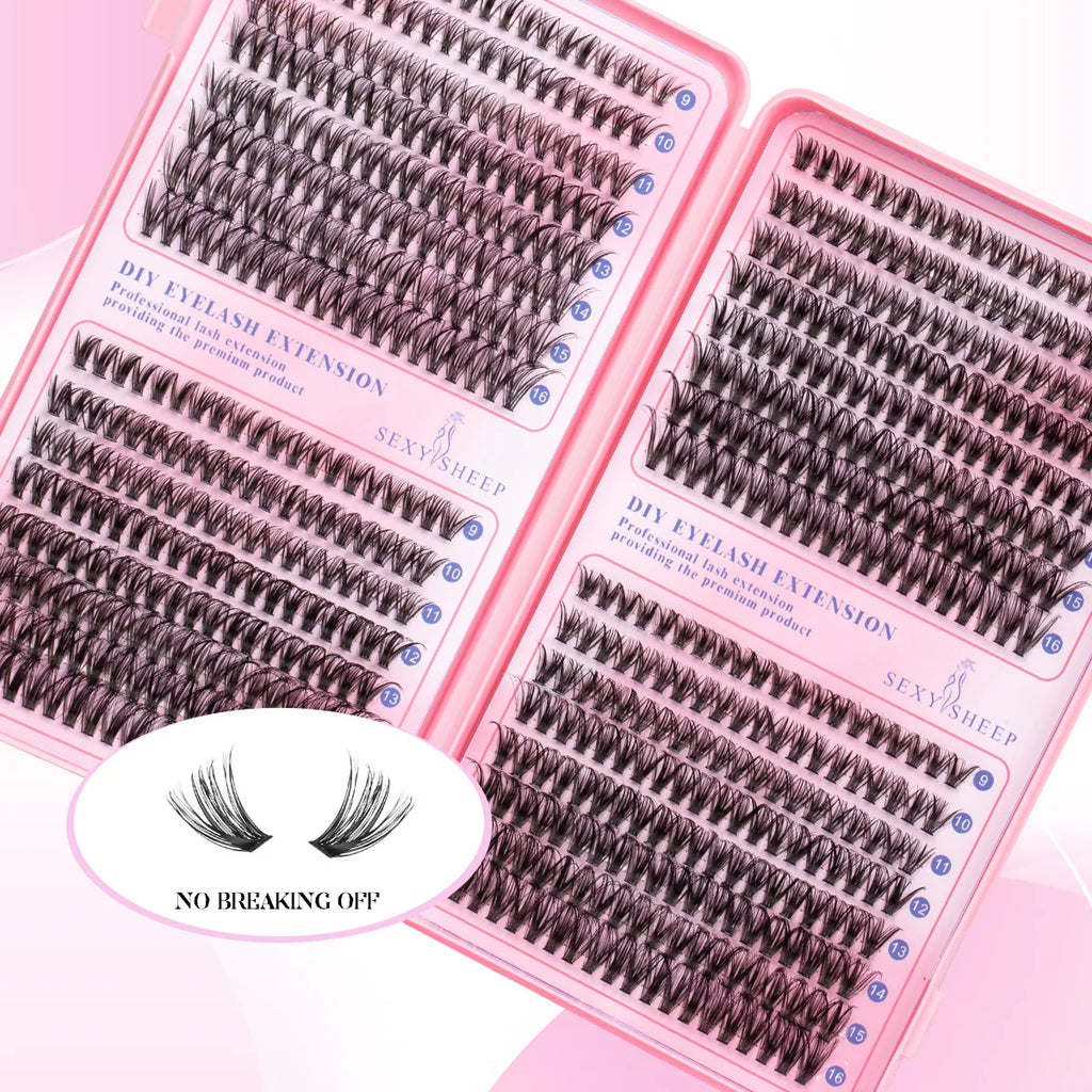 DIY Cluster Lashes Kit Individual Lashes 3D Faux Mink Lashes Wispy Eyelash Extension Soft Lashes Reuseable Makeup