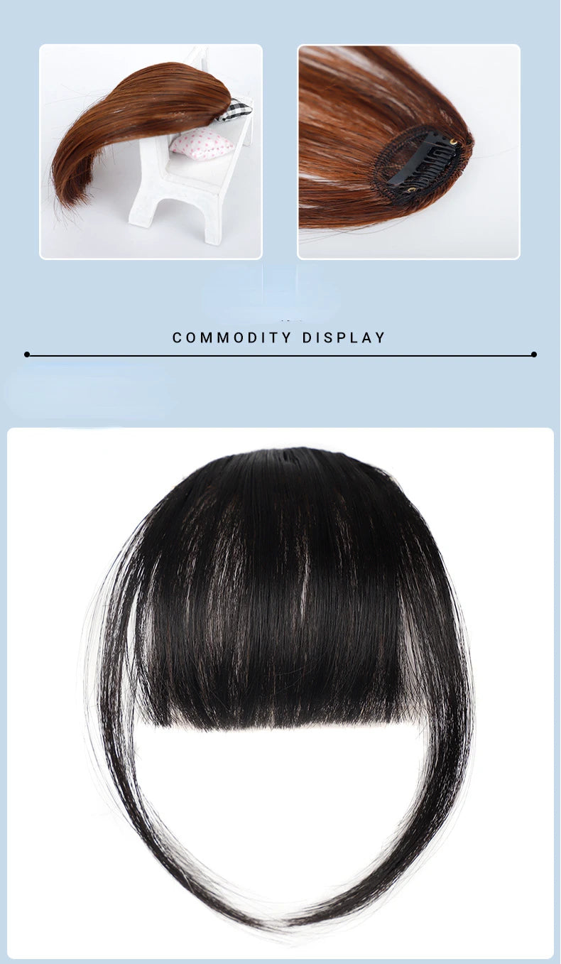 Synthetic Air Bangs Hair Clip-In Extension Heat Resistant Invisible Hairpiece Women Natural Black Bangs Hair Clip Hair Extension
