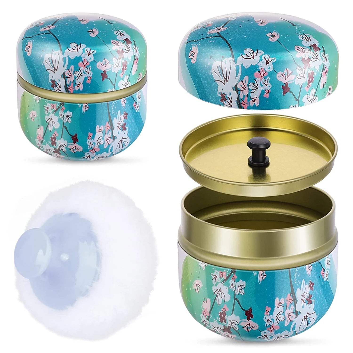Makeup Puff and Powder Container for Body Dusting Powder Case with Puff fo Women Loose Powder Containers with Puff for Travel