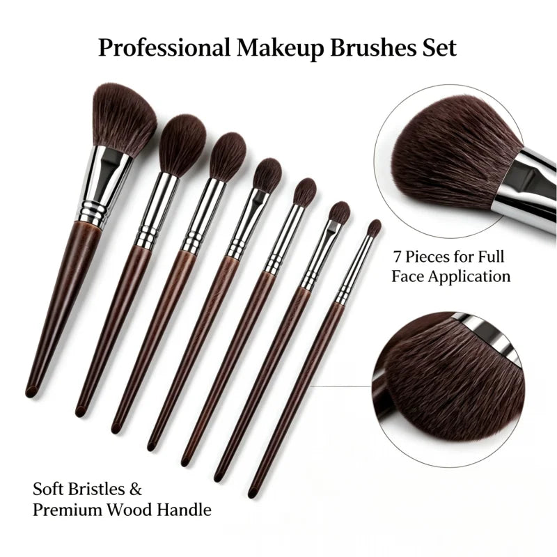 Makeup Brush Set Natural Goat Hair Professional Makeup Kit Blending Shader Smudging Cosmetic Brushes