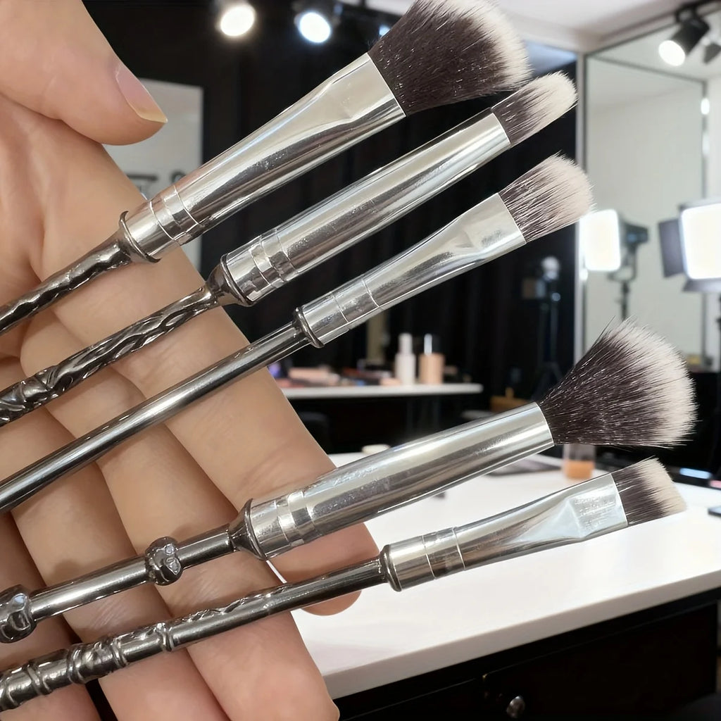 1 set of 5-piece makeup brush set, women's makeup brush set 5PCS, best gift, eye shadow eyeliner pen mixed lip bronze metal make