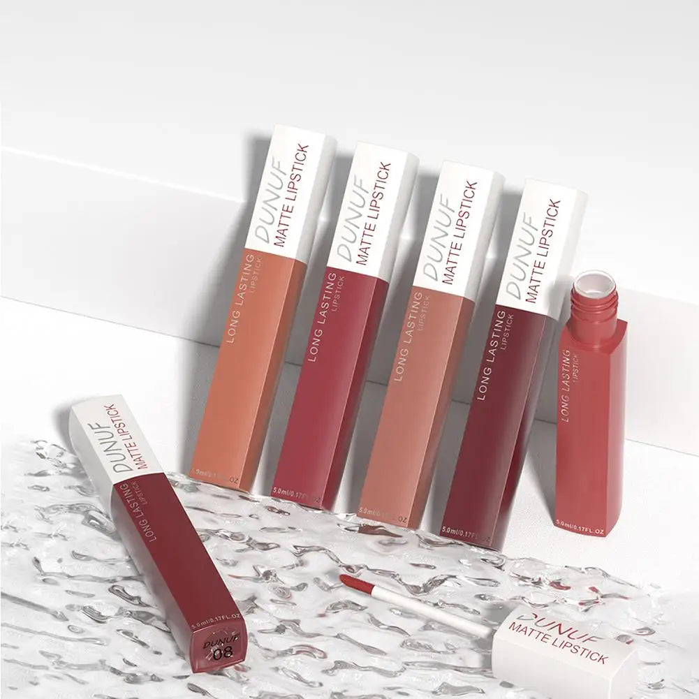Non Stick Cup Liquid Lipstick Dark Purple Long Lasting Lip Gloss Matte Velvet Finish Resistant To Fading Waterproof Lip Cosmetic