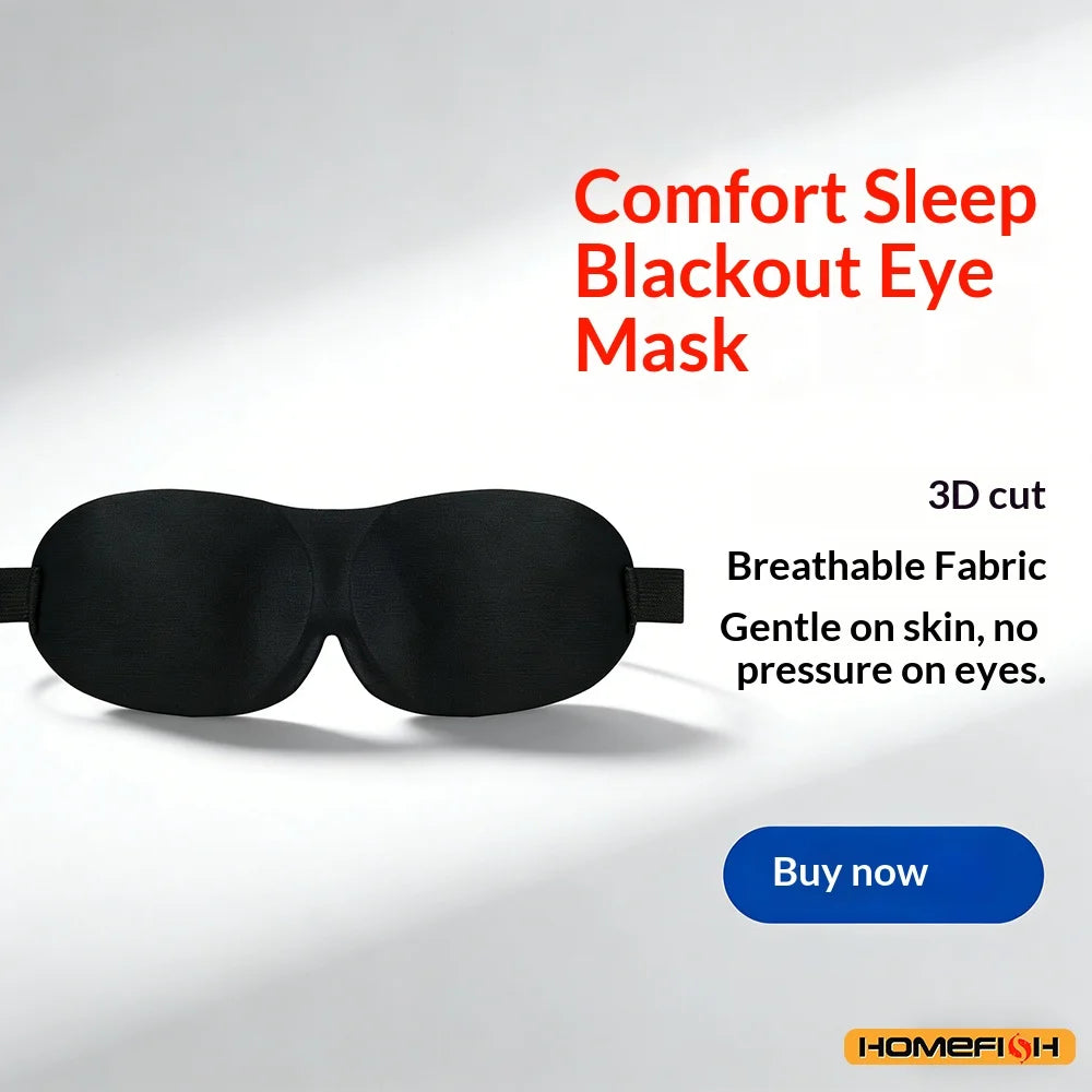Breathable 3D Adjustable Sleep Mask – Blocks Light, Allows Air Circulation for Eyes, Unisex Comfort Fit